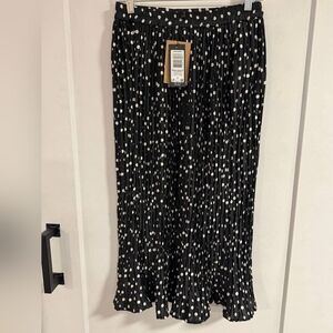 Vero Moda Black and White Dotted Midi Skirt
